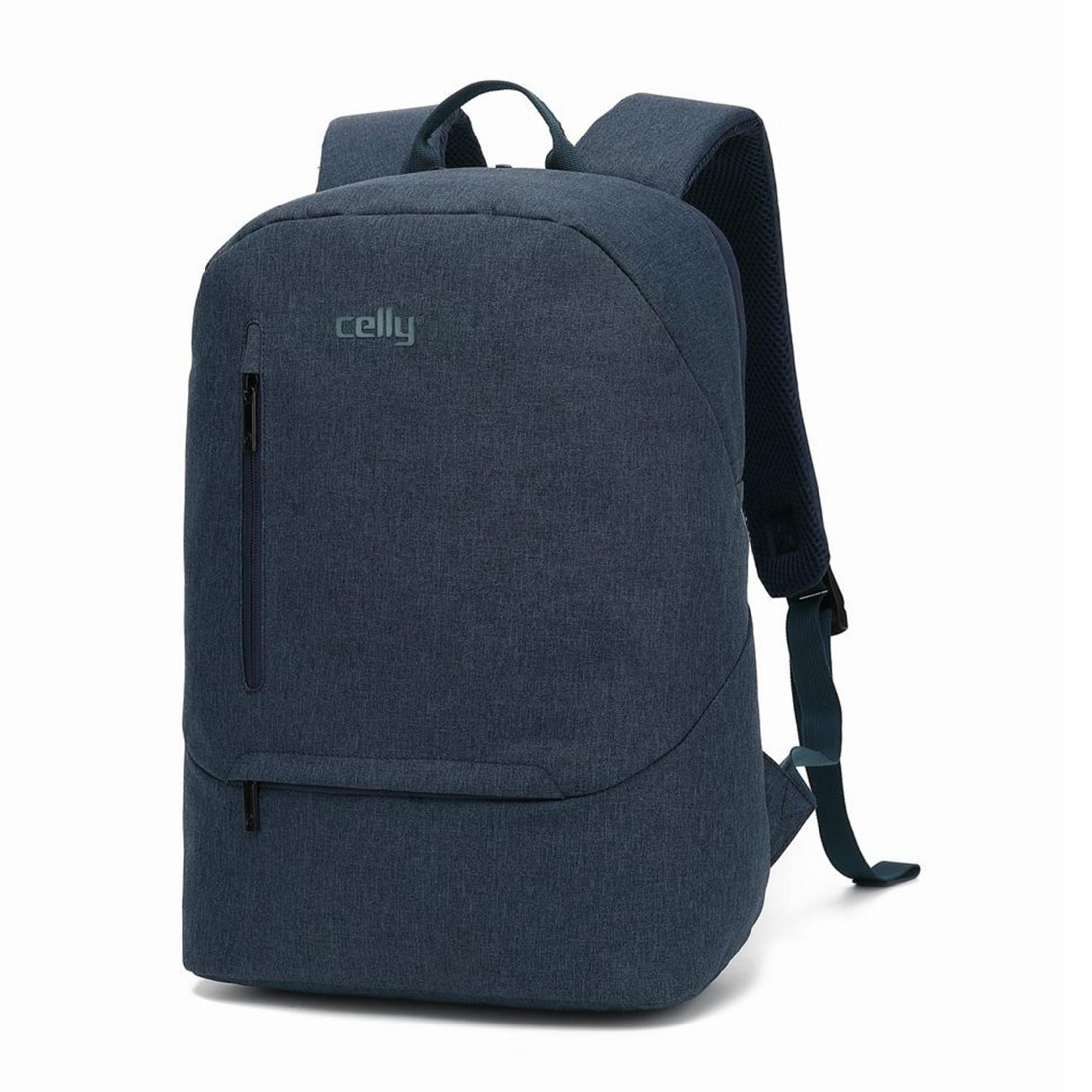 Ein dunkelblauer Rucksack mit dem Celly-Logo auf der Vorderseite.