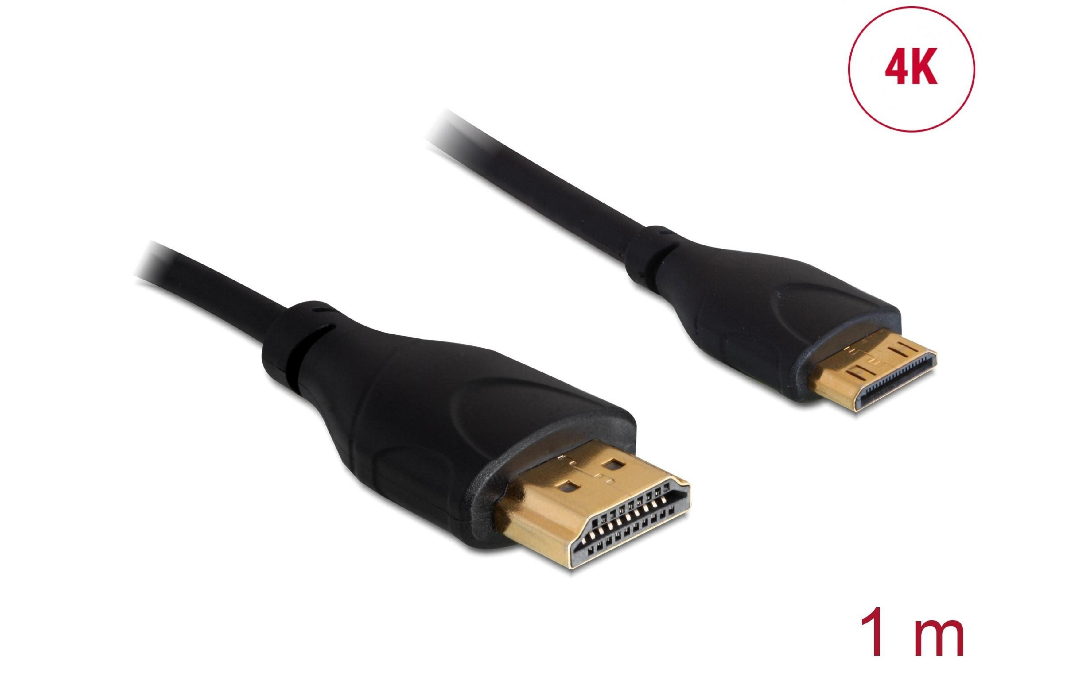 Ein 1m HDMI-Kabel mit 4K-Symbol. Vergoldete Stecker.