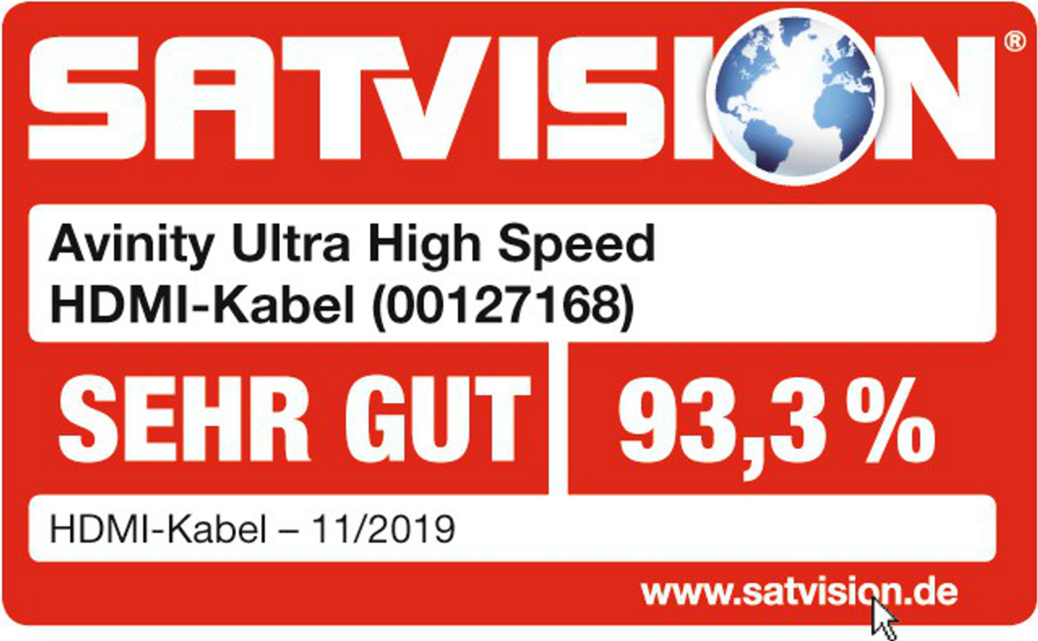 Satvision Logo mit HDMI-Kabel-Bewertung: Sehr Gut, 93,3%.