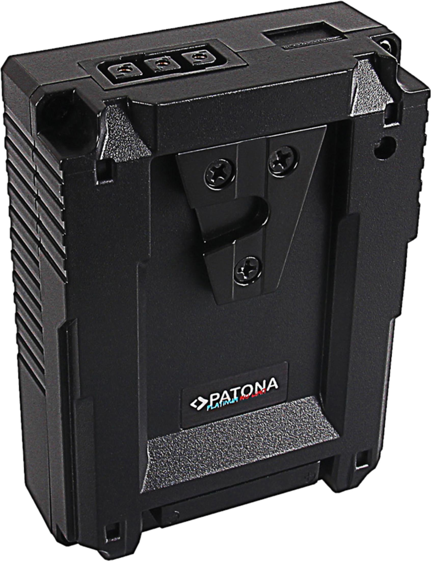 Pacco batteria nero con logo PATONA argentato e superfici testurizzate.