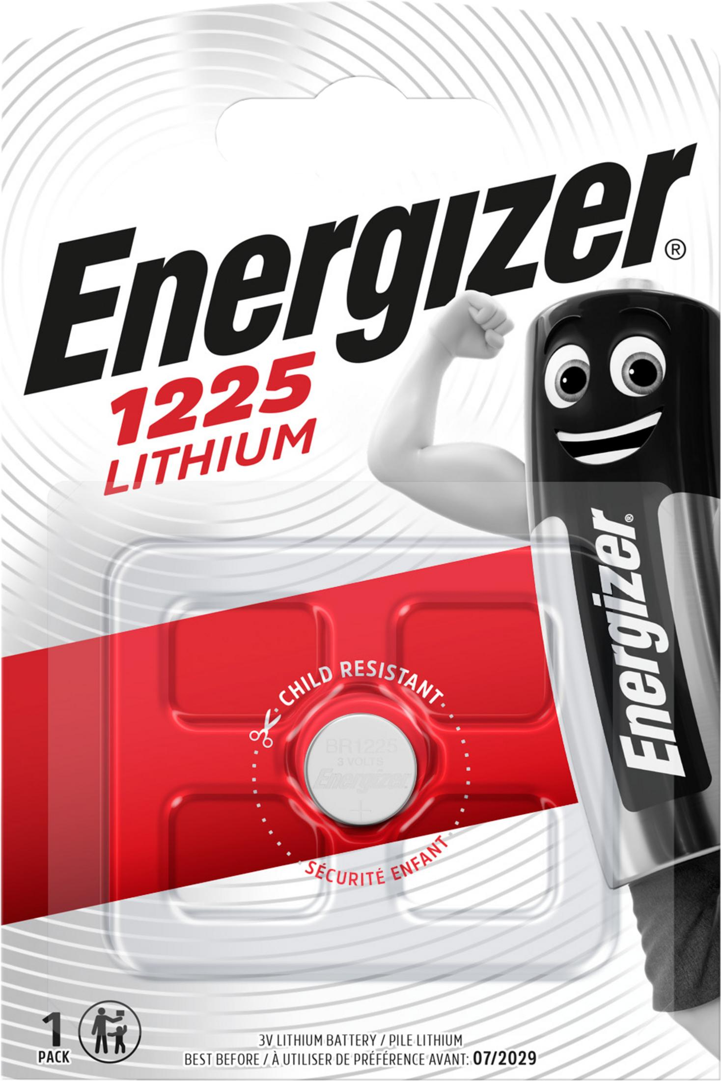 Energizer 1225 Lithium-Batterie in Blisterpackung mit Comic-Figur.