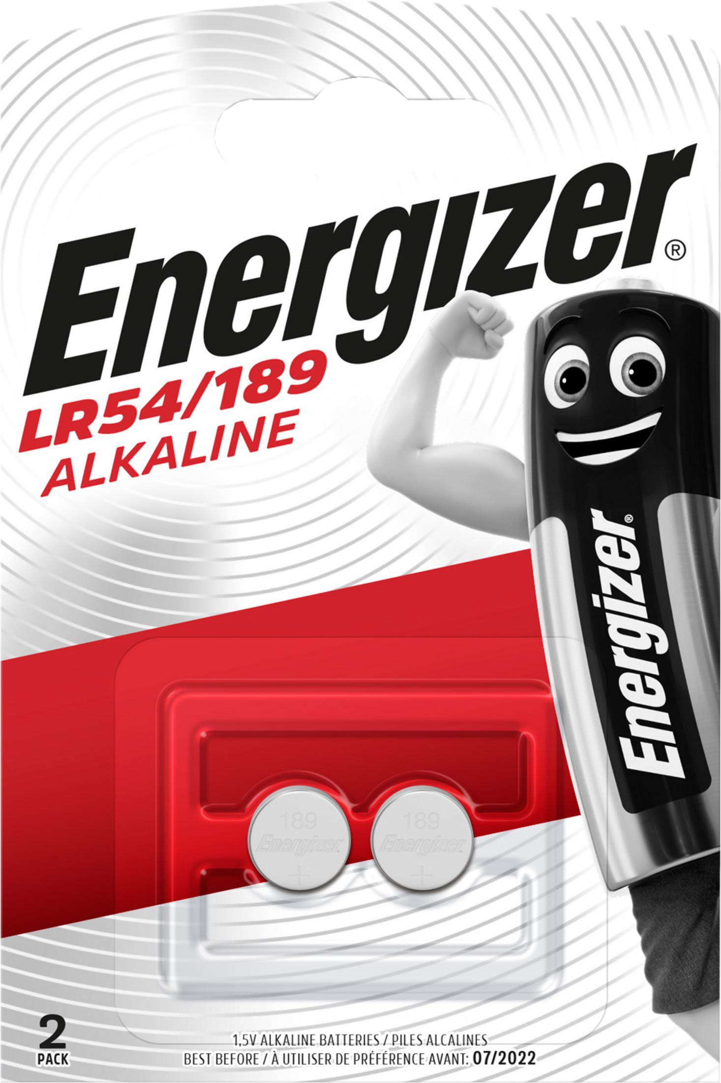 Energizer LR54/189 Alkaline Batterien mit Comic-Figur und 2er-Pack.