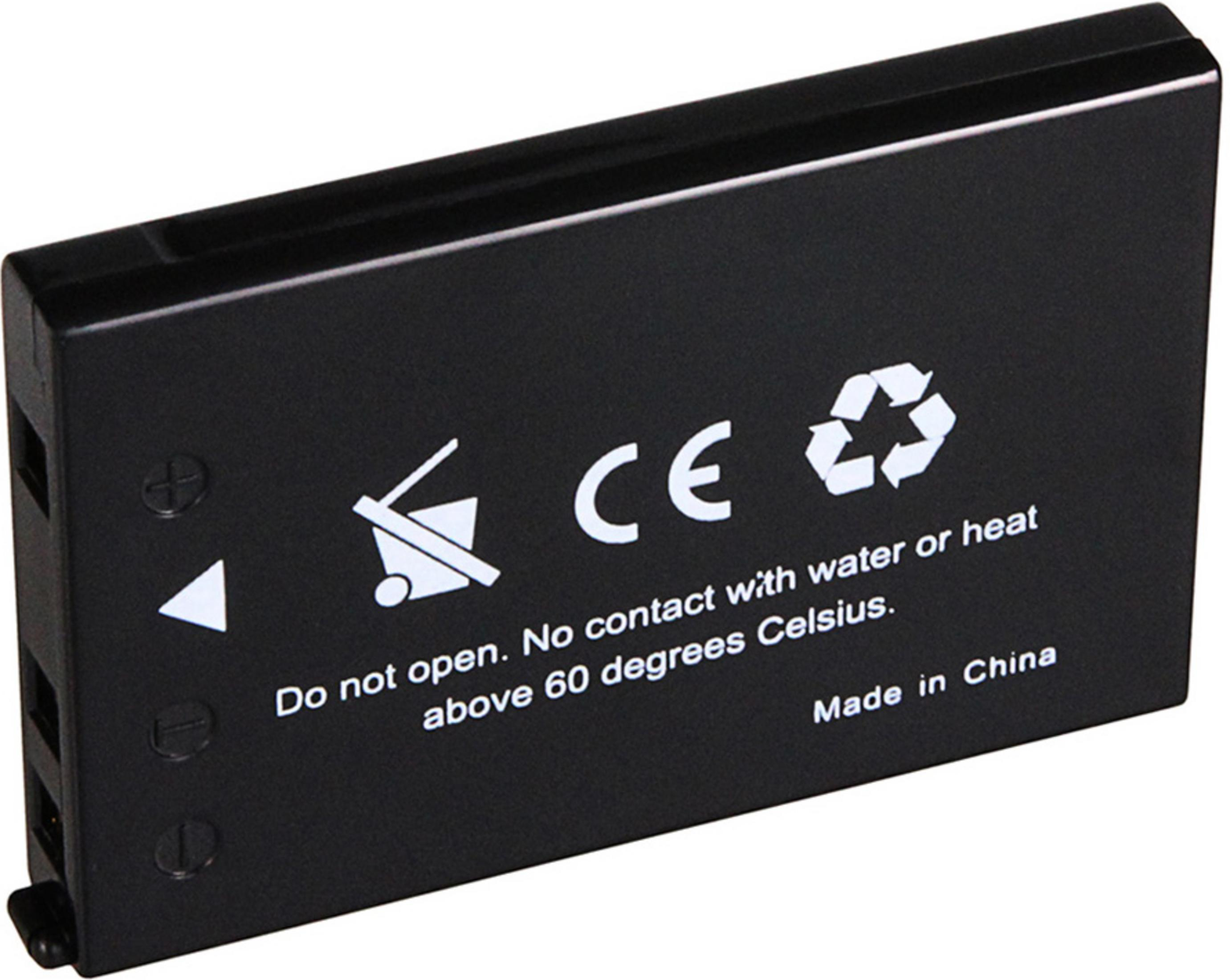 Batteria nera con simboli di avvertenza e marchio CE.