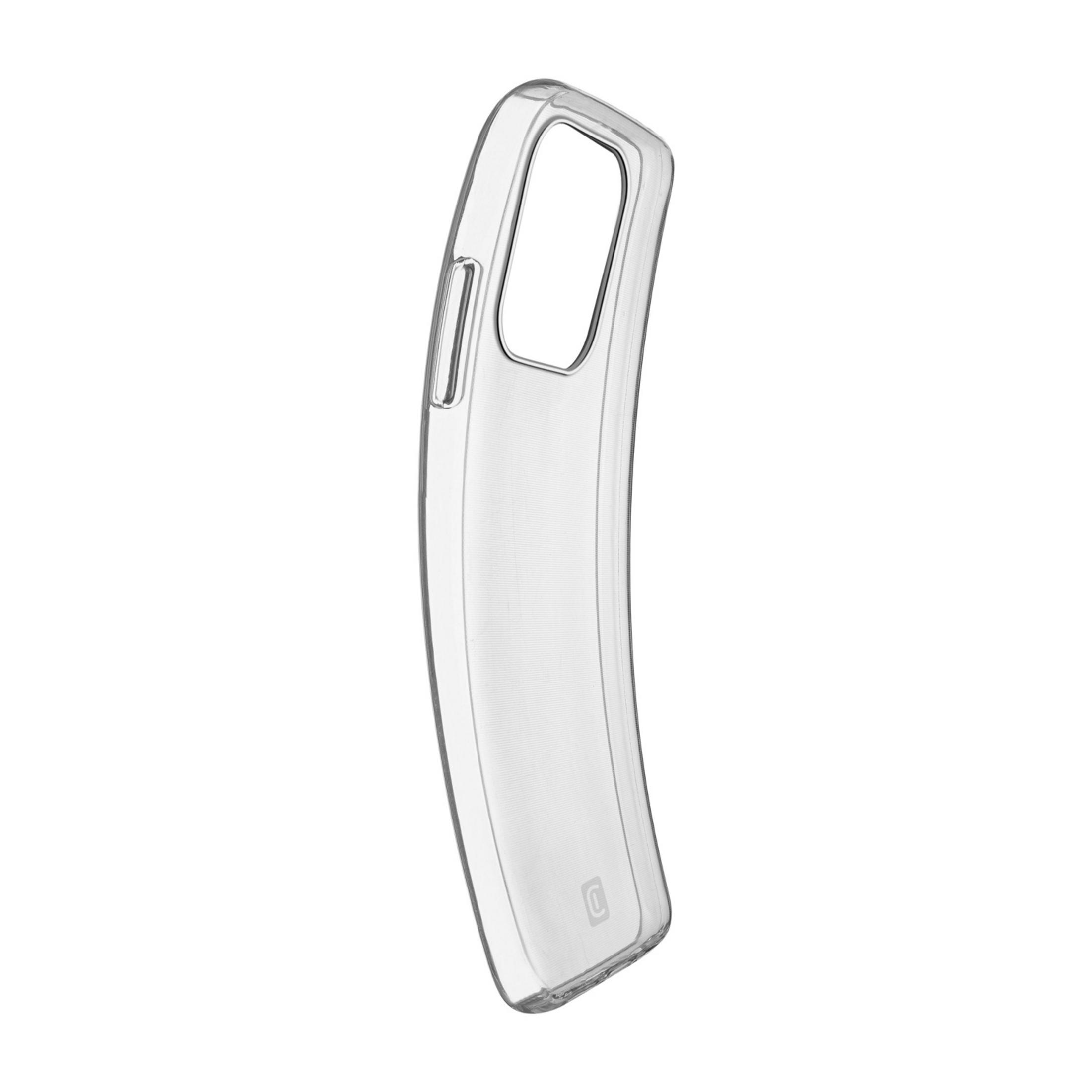 Una cover trasparente per telefono con apertura rettangolare.