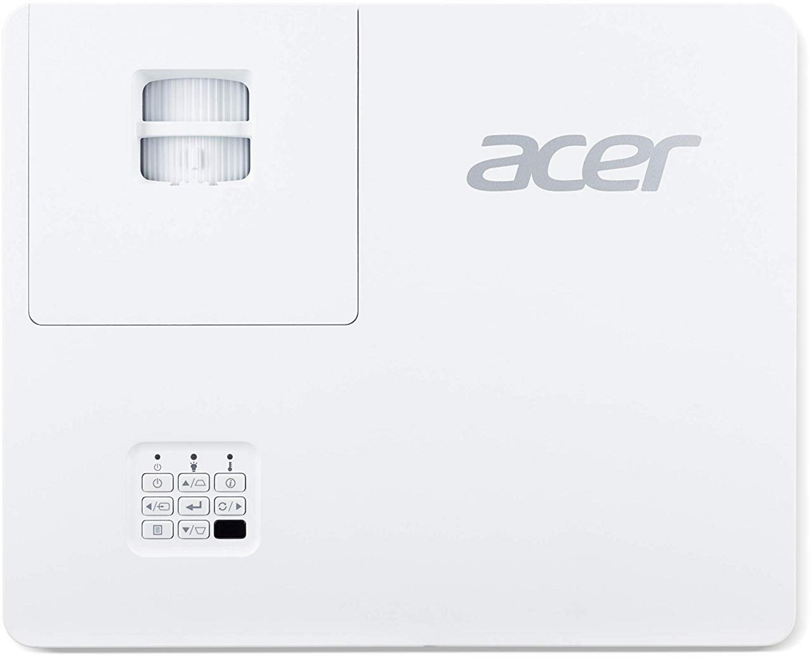 Un projecteur Acer blanc avec boutons de commande et fentes d'aération.