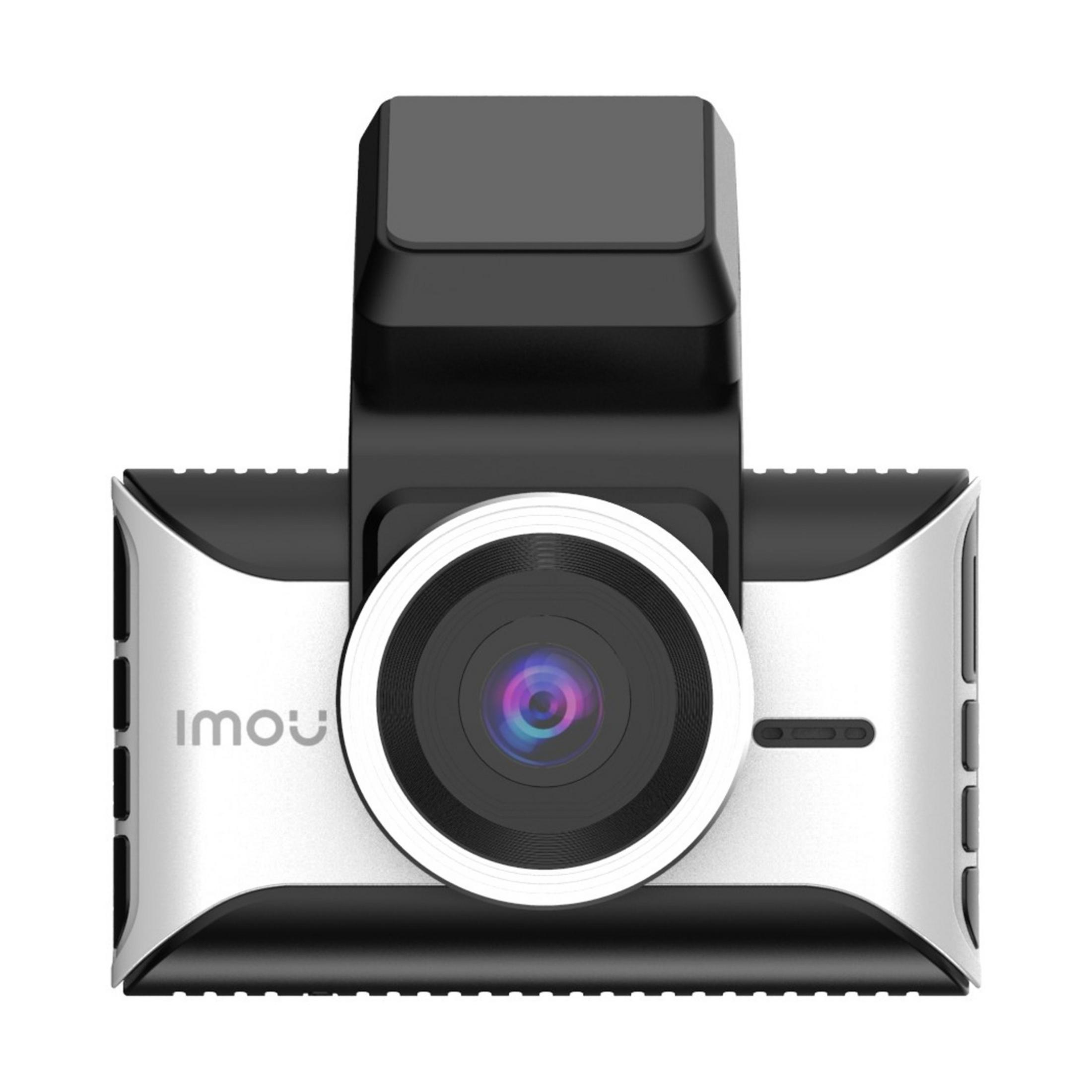Un registratore dashcam nero e argento con logo Imou e lente della fotocamera.