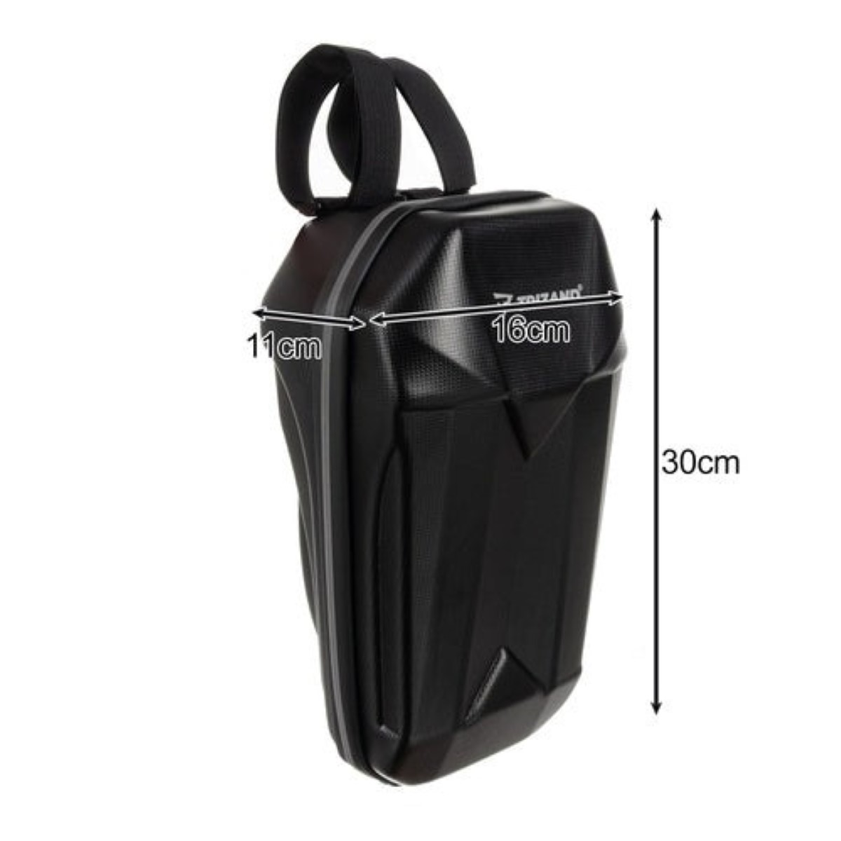 Bolso negro para bicicleta, 11x16x30cm, calavera dura, con asa.