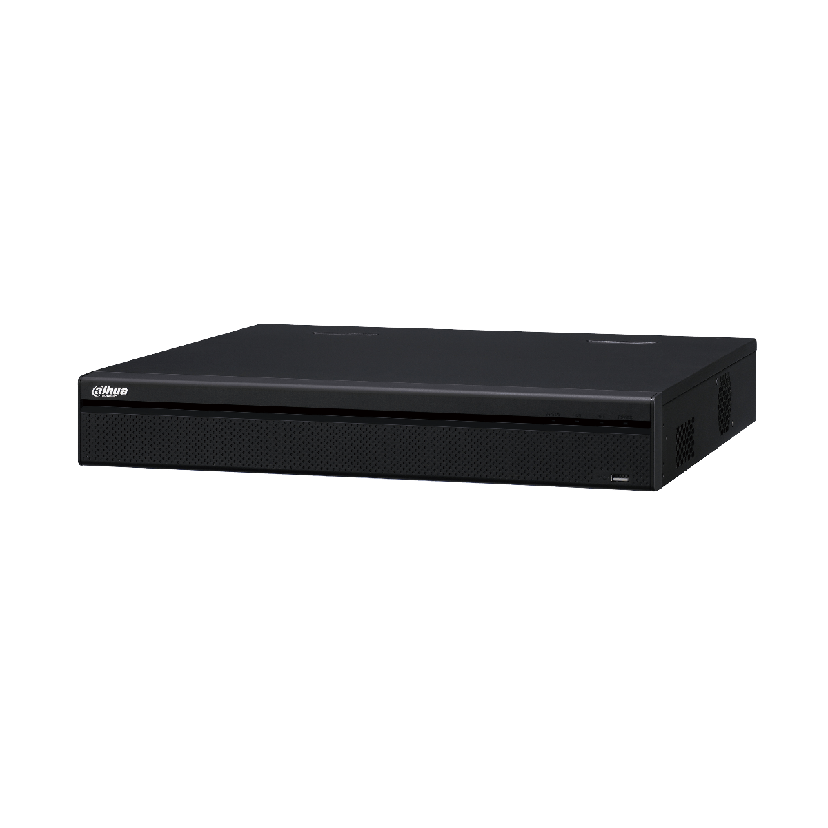 Schwarzer DVR mit Lüftungsschlitzen und USB-Anschluss.