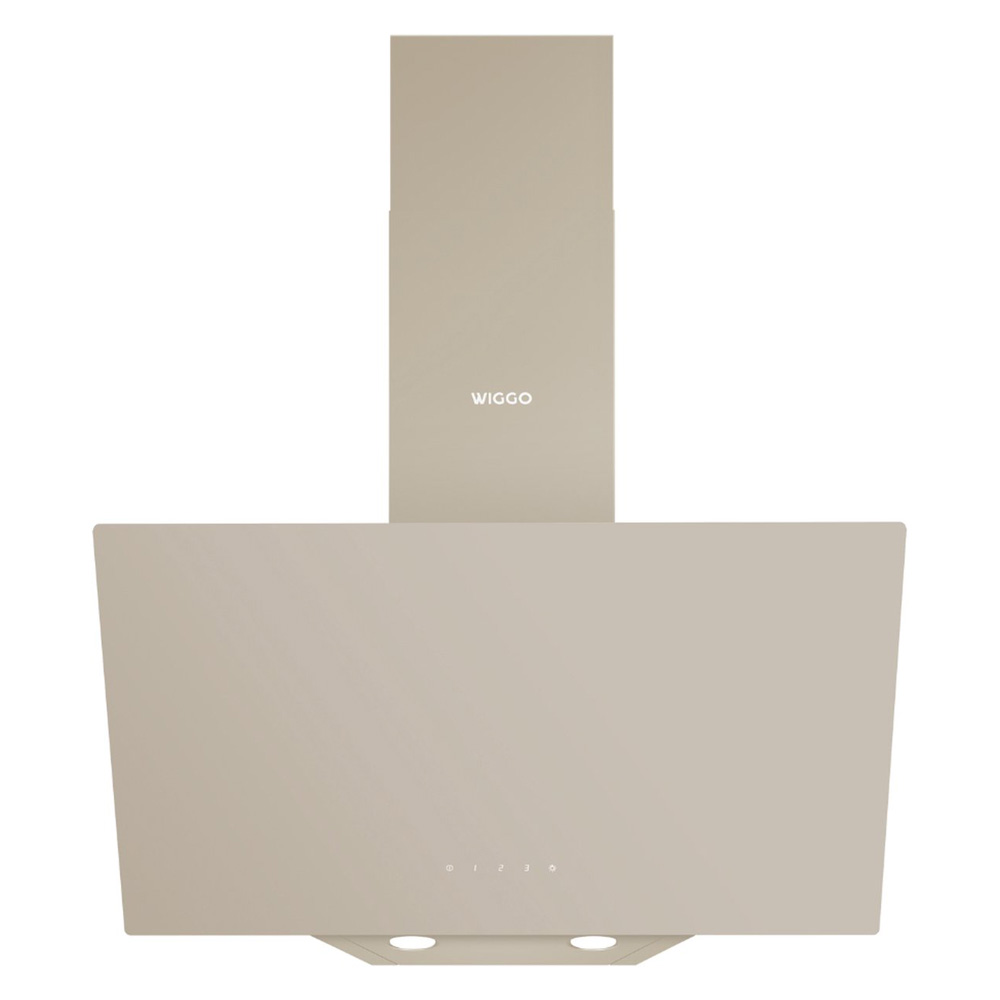 A beige WIGGO range hood with touch controls and lights.