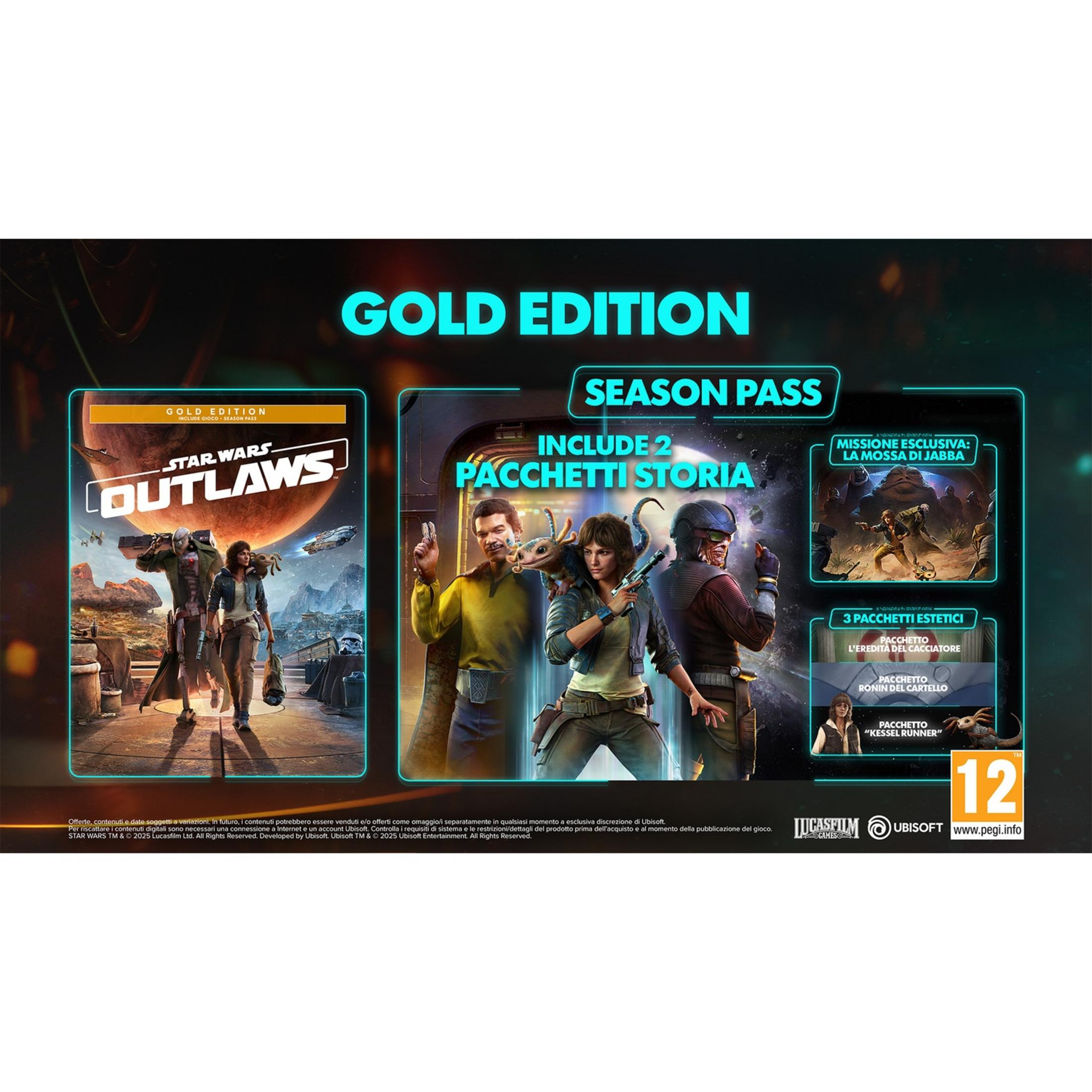 Star Wars Outlaws Edycja Gold z Karnetem Sezonowym i zawartością.