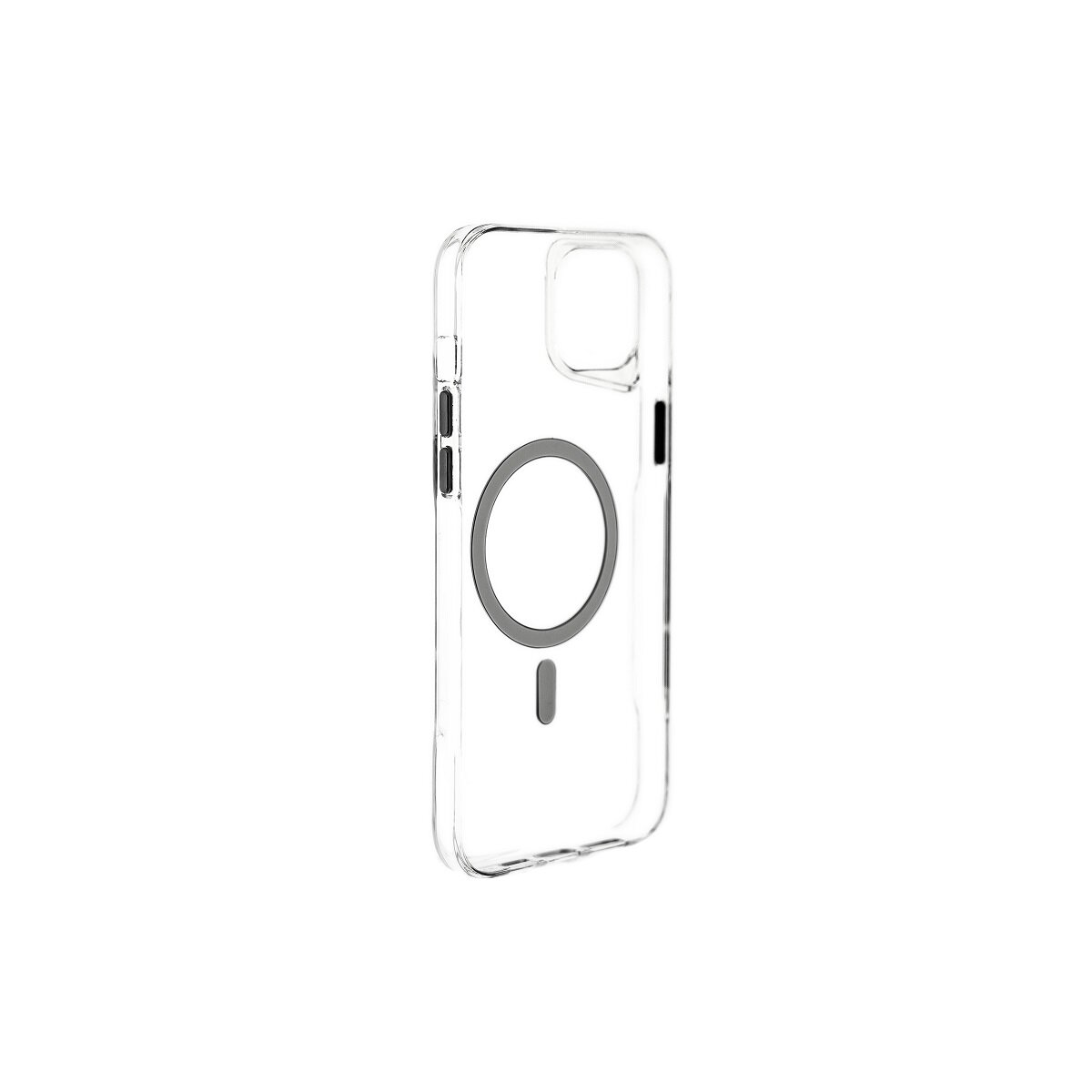 Transparente Handyhülle mit magnetischem Kreis und Strich für ein iPhone.