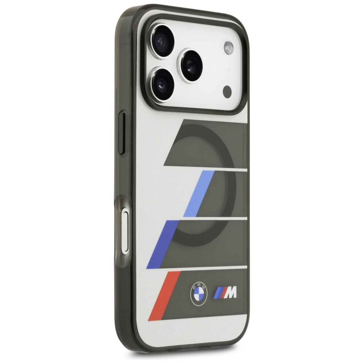 iPhone Hülle mit BMW M-Logo und Streifen.