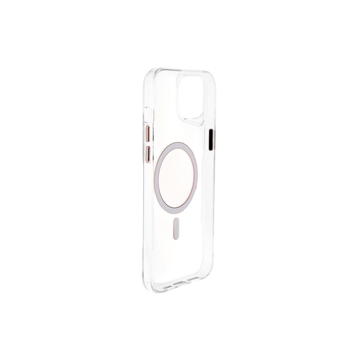 Transparente Handyhülle mit Magnetring und Ausschnitten für Tasten.