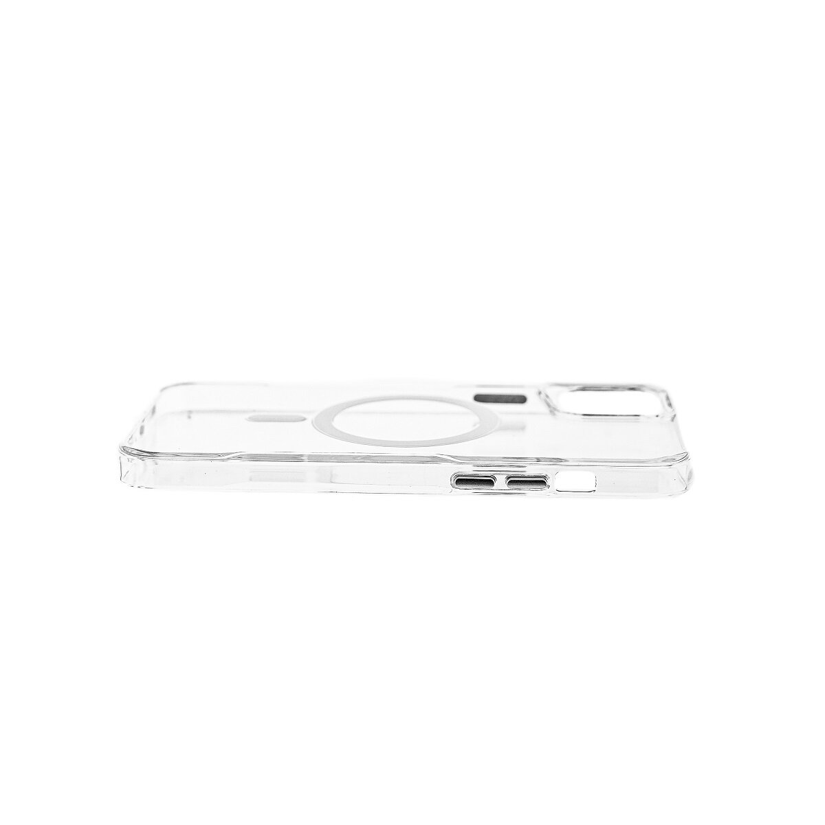 Transparente Handyhülle mit Magnetring für kabelloses Laden.