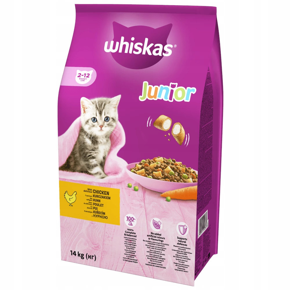 Whiskas Junior karma dla kotów z kurczakiem, dla kociąt 2-12 mies.