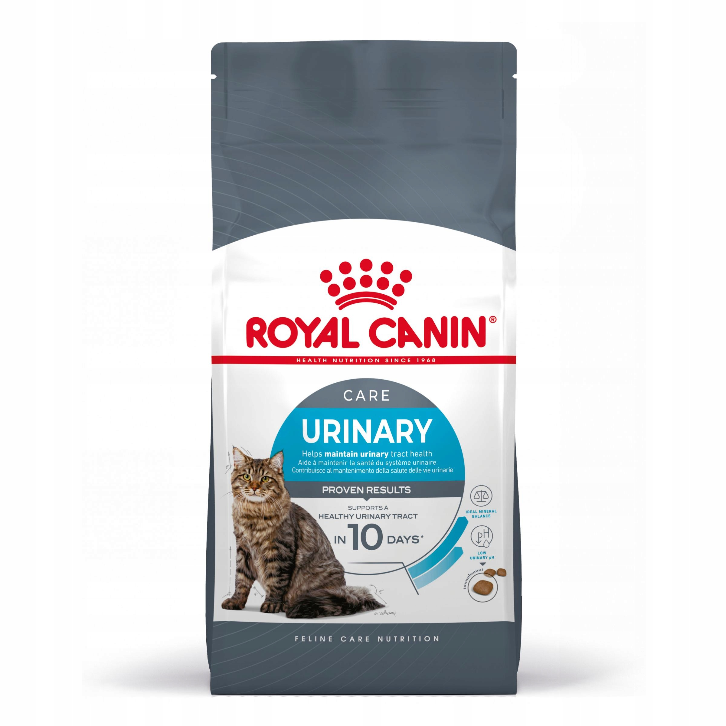 Torba karmy dla kotów Royal Canin Urinary z kotem.