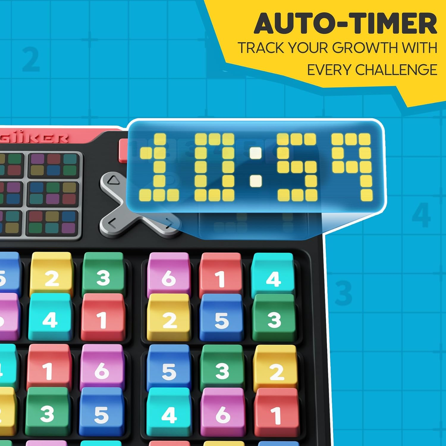 A game board with colorful number buttons and a digital timer displaying 10:59.