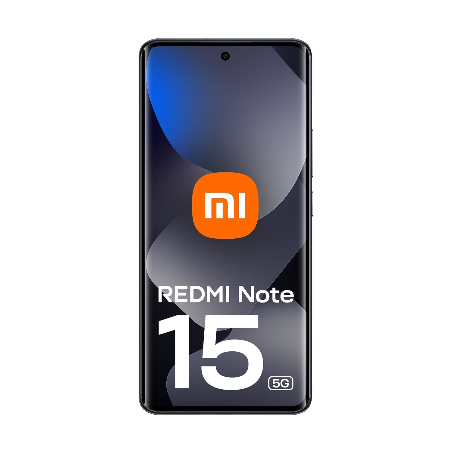 Uno smartphone Xiaomi Redmi Note 15 5G con logo Mi arancione.