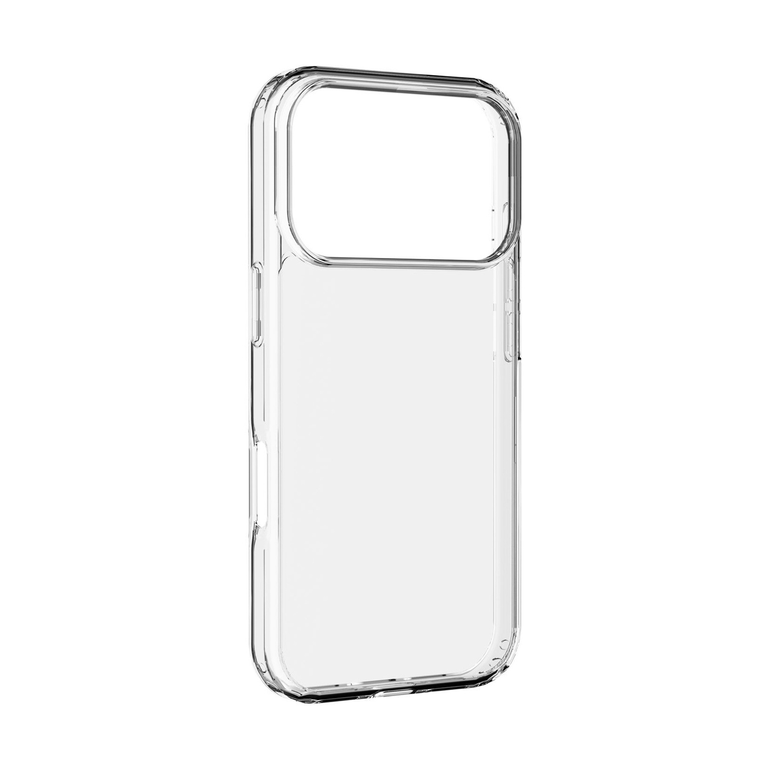 Coque de téléphone transparente avec découpe pour module caméra.