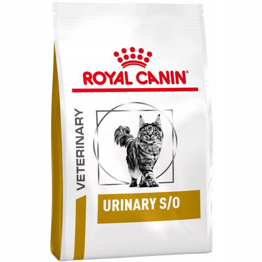 Torba karmy dla kotów Royal Canin z kotem i napisem 'Veterinary Urinary S/O'.