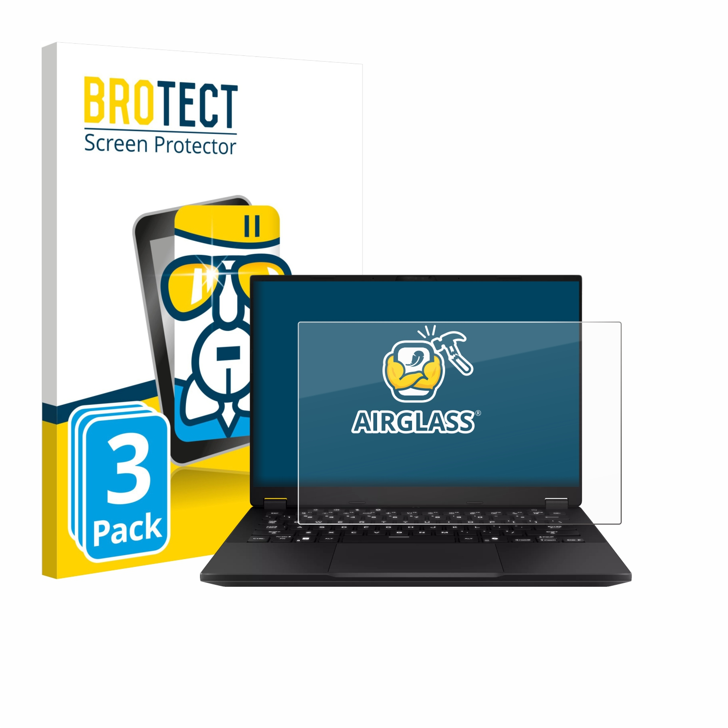 Bildschirm-Schutzfolie für Laptops, 3er-Pack, mit Logo.