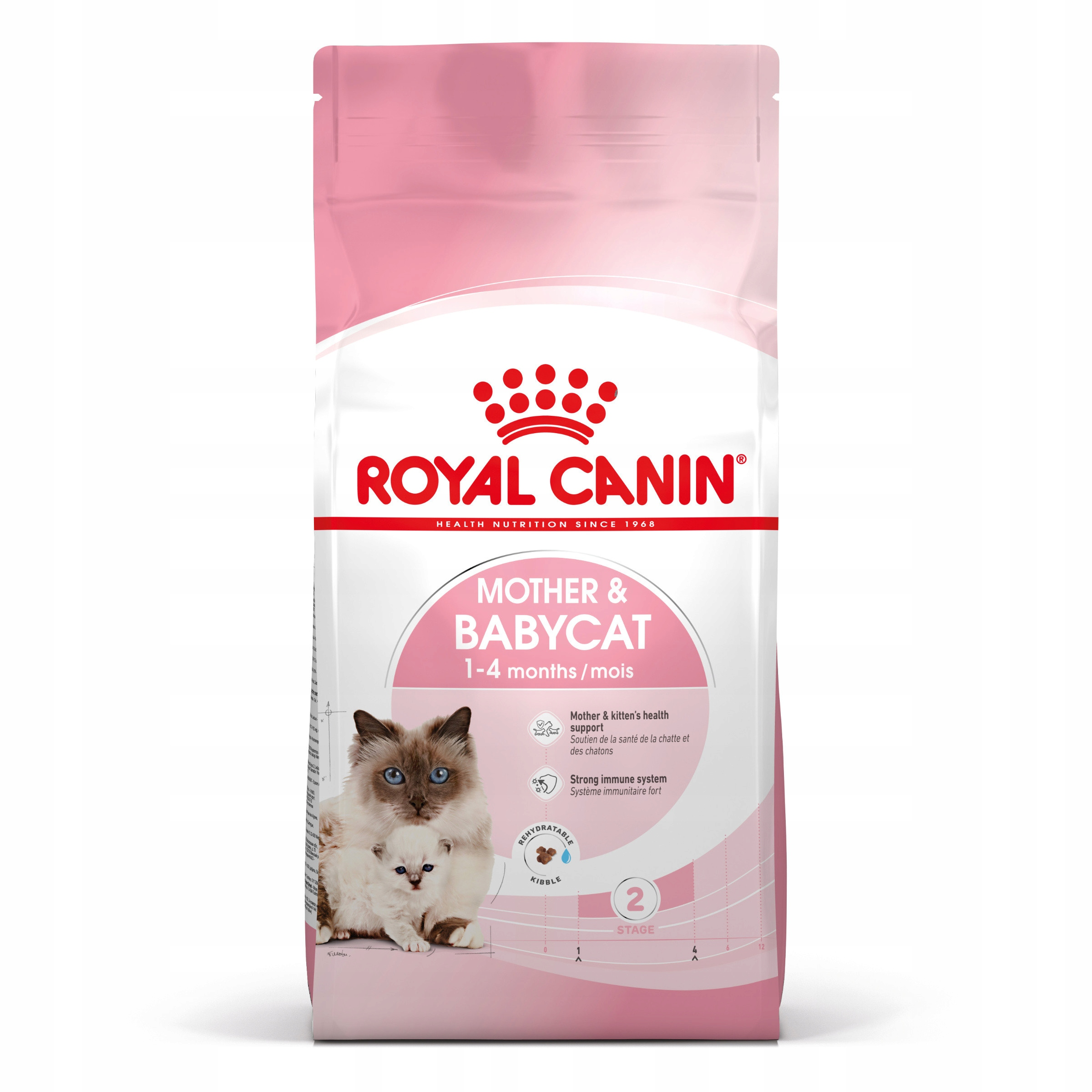 Opakowanie karmy Royal Canin Mother & Babycat z wizerunkiem kota i kociaka.