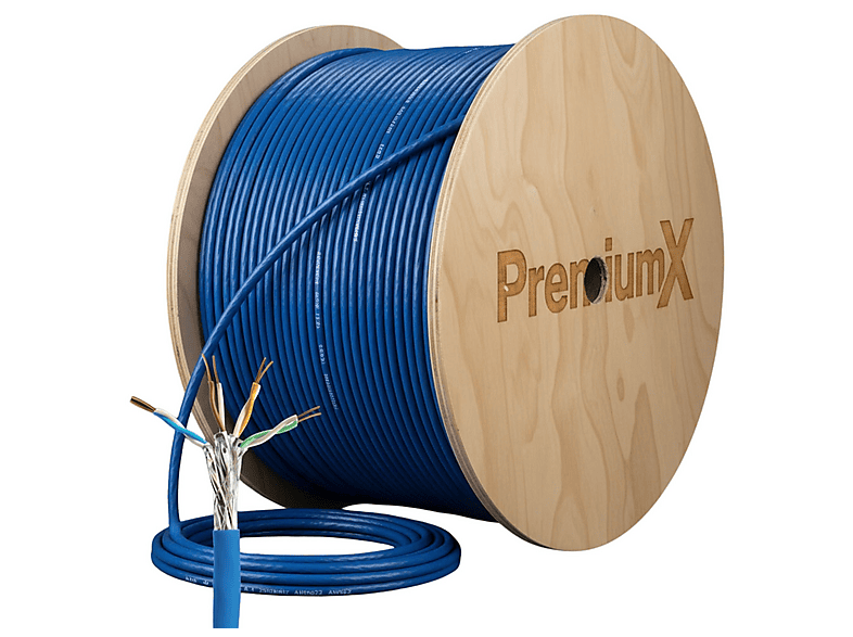 PREMIUMX 500m CAT 8 Netzwerkkabel Simplex LAN Kabel Ethernet Datenkabel ...