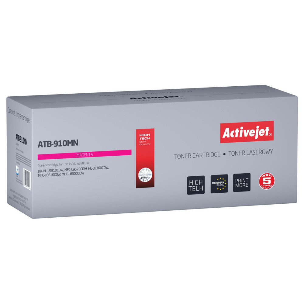 Confezione di una cartuccia toner Activejet magenta modello ATB-910MN.