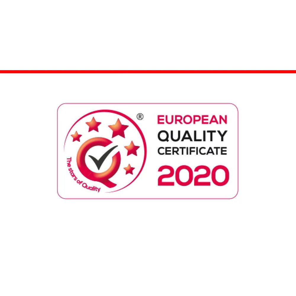 Certificato di Qualità Europeo 2020 con logo Q e stelle.