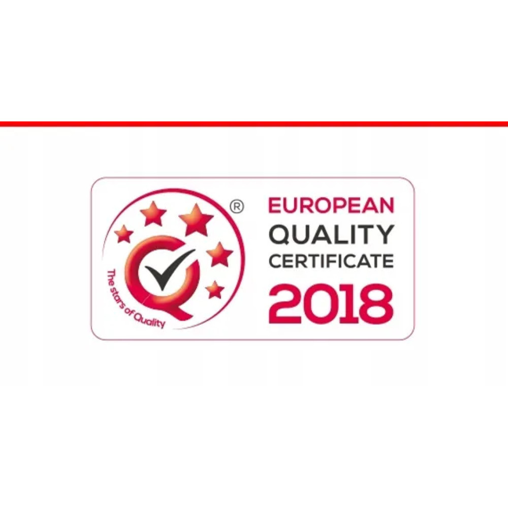 Europejski Certyfikat Jakości 2018 z gwiazdkami i haczykiem.