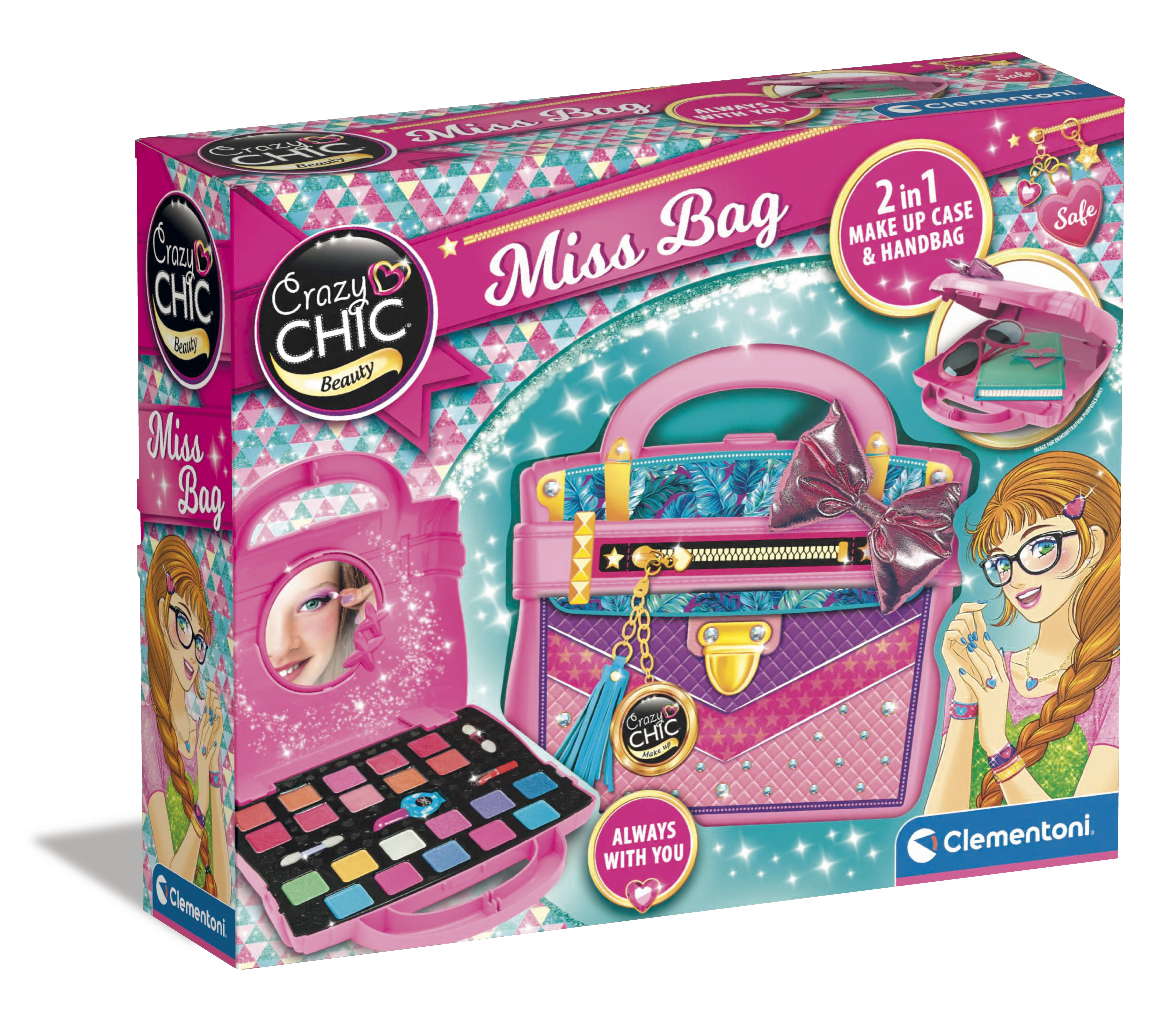 Confezione di un set "Crazy Chic" Clementoni per trucco e borsetta.