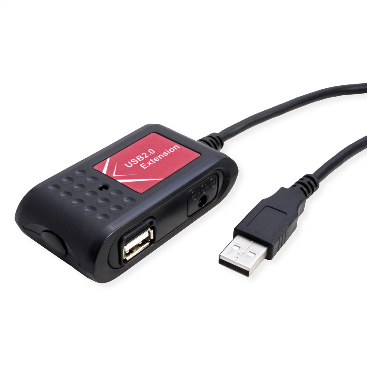 Extension USB 2.0 noire avec un port et un connecteur.