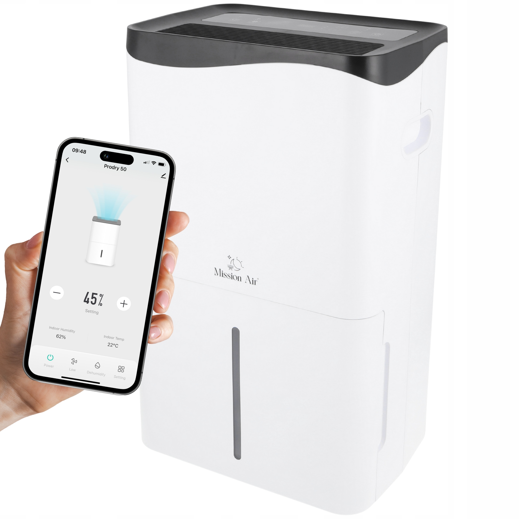 Osuszacz powietrza MISSION AIR PRODRY 50 L/24h WiFi 125 m² R290 Biały