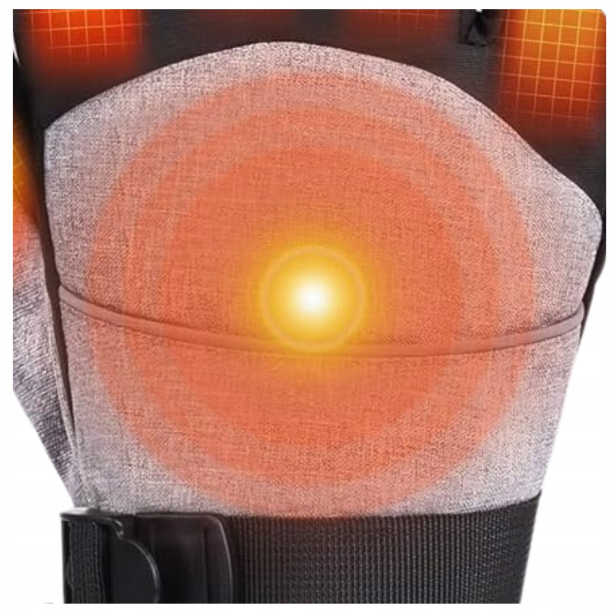 Rękawica podgrzewana z jarzącym się czerwonym okręgiem i wzorem kraty.