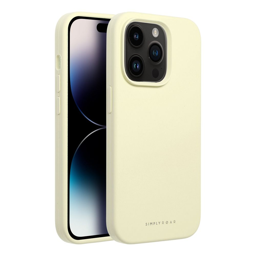 Ein hellgelbes Handycover mit einer Smartphone-Kamera.
