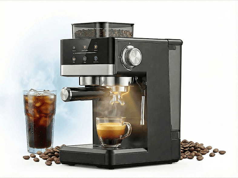 BYTELIKE 20 Bar 1350W 1,8L Hot & Cold Espresso Kaffeemaschine Schwarz