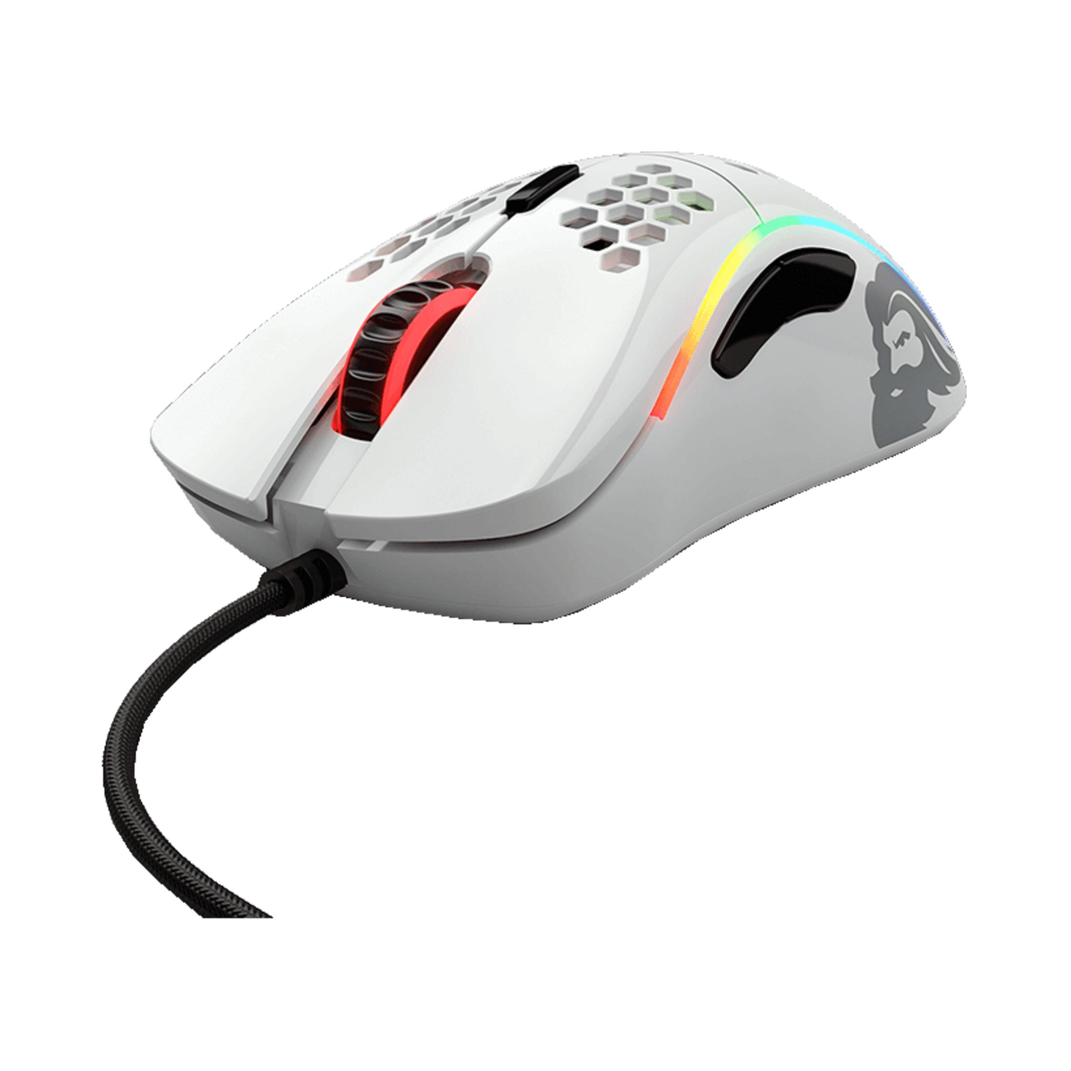 Une souris blanche pour jeux avec motif nid d'abeille et éclairage RVB.