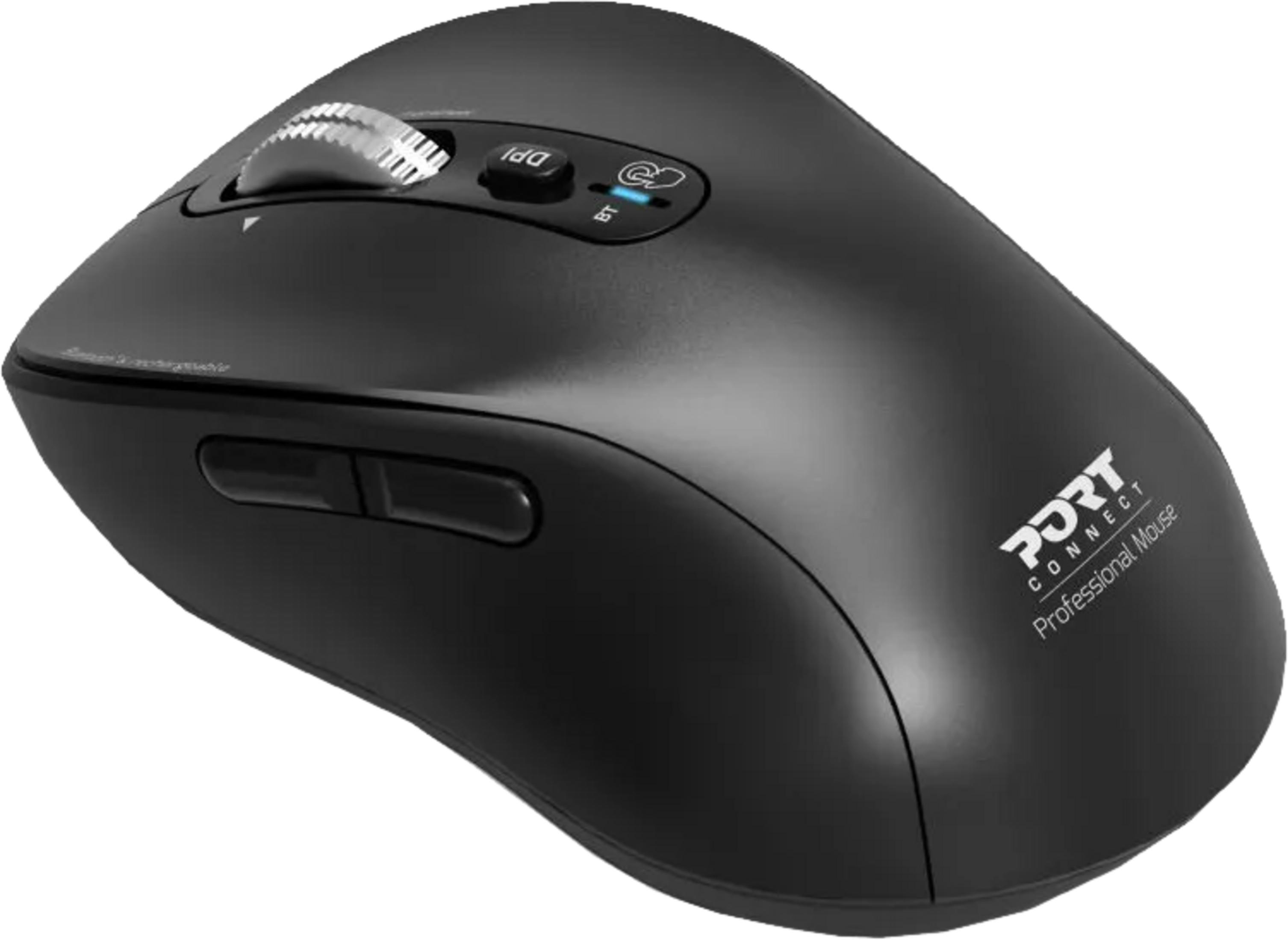 Mouse wireless nero con rotellina e pulsante DPI.