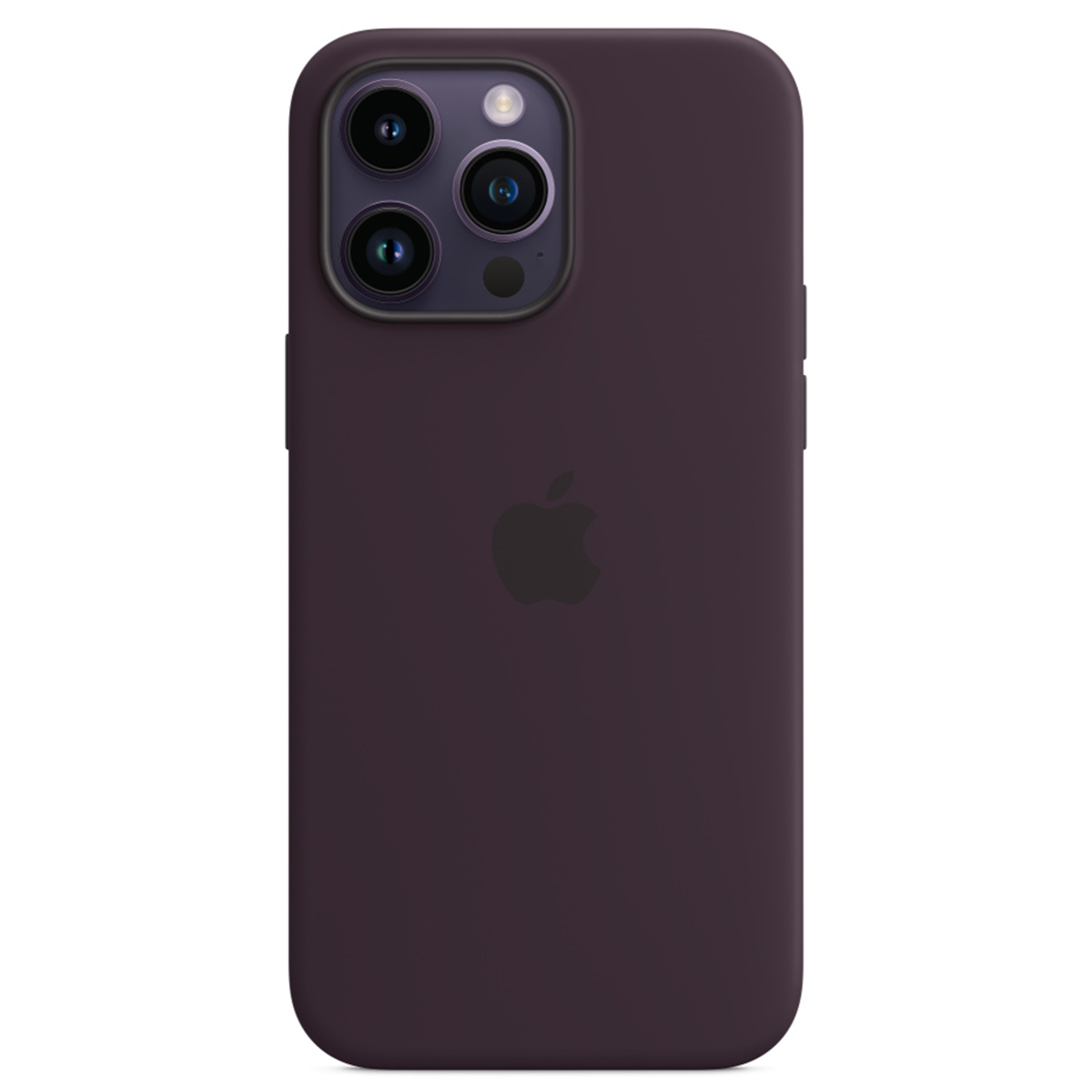 Dark purple iPhone case with Apple logo and triple camera.