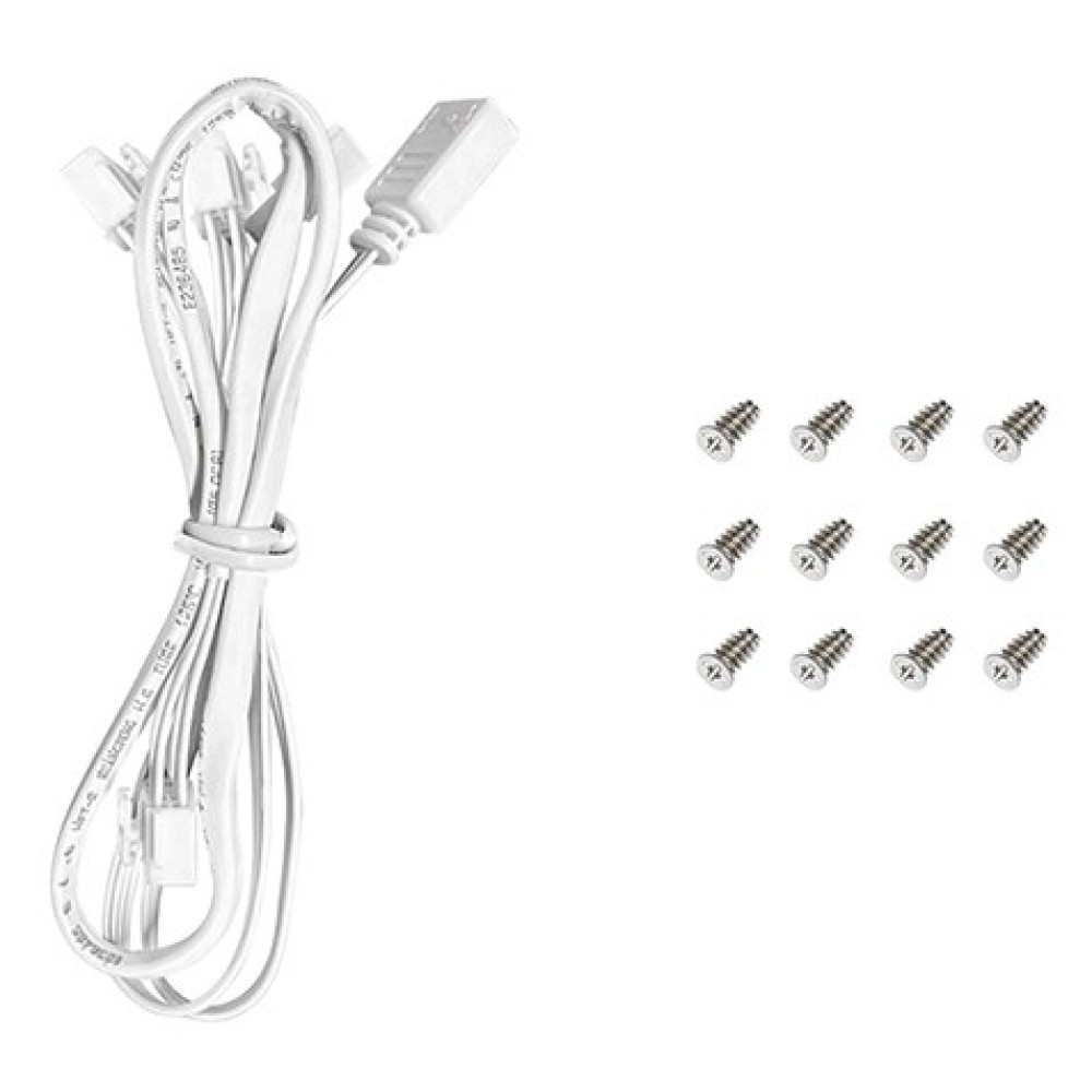 Biały kabel ze złączami i 12 śrubami na białym tle.