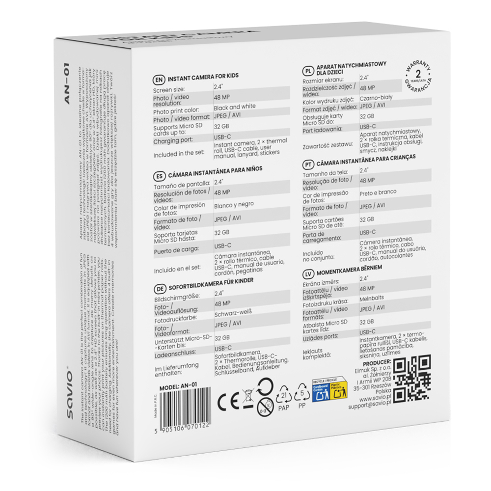 Aparat natychmiastowy SAVIO AN-01 Biały