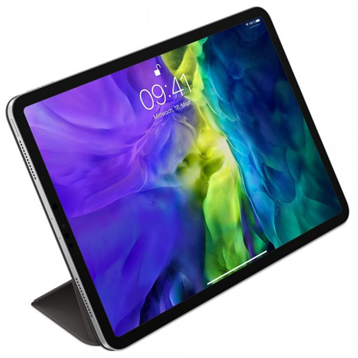 Ein Tablet mit einem bunten Hintergrund und einer Uhrzeit von 09:41.
