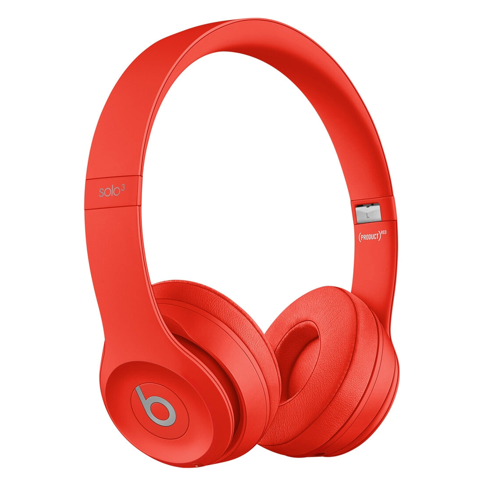 Cuffie rosse Beats Solo3 con logo argento e scritta "(PRODUCT)RED".