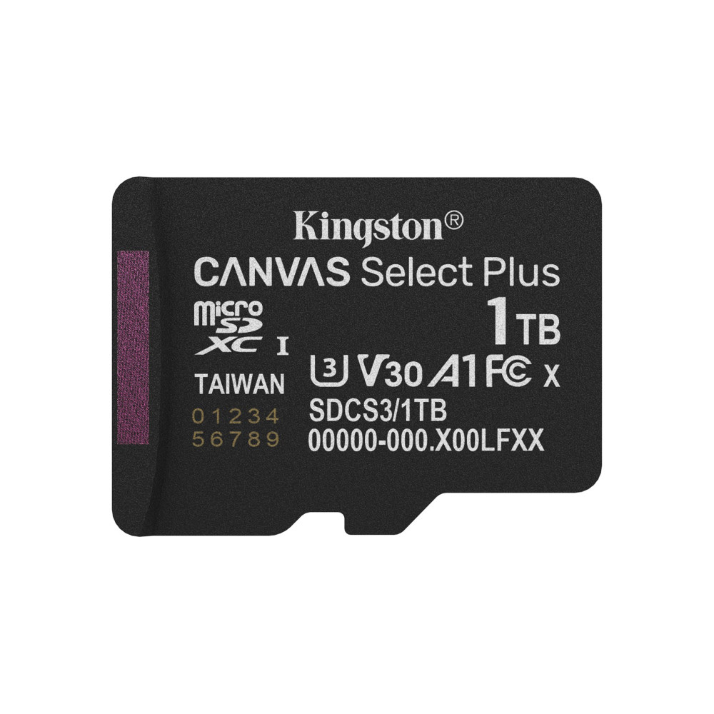 Karta microSDXC Kingston 1TB z oznaczeniem Canvas Select Plus.