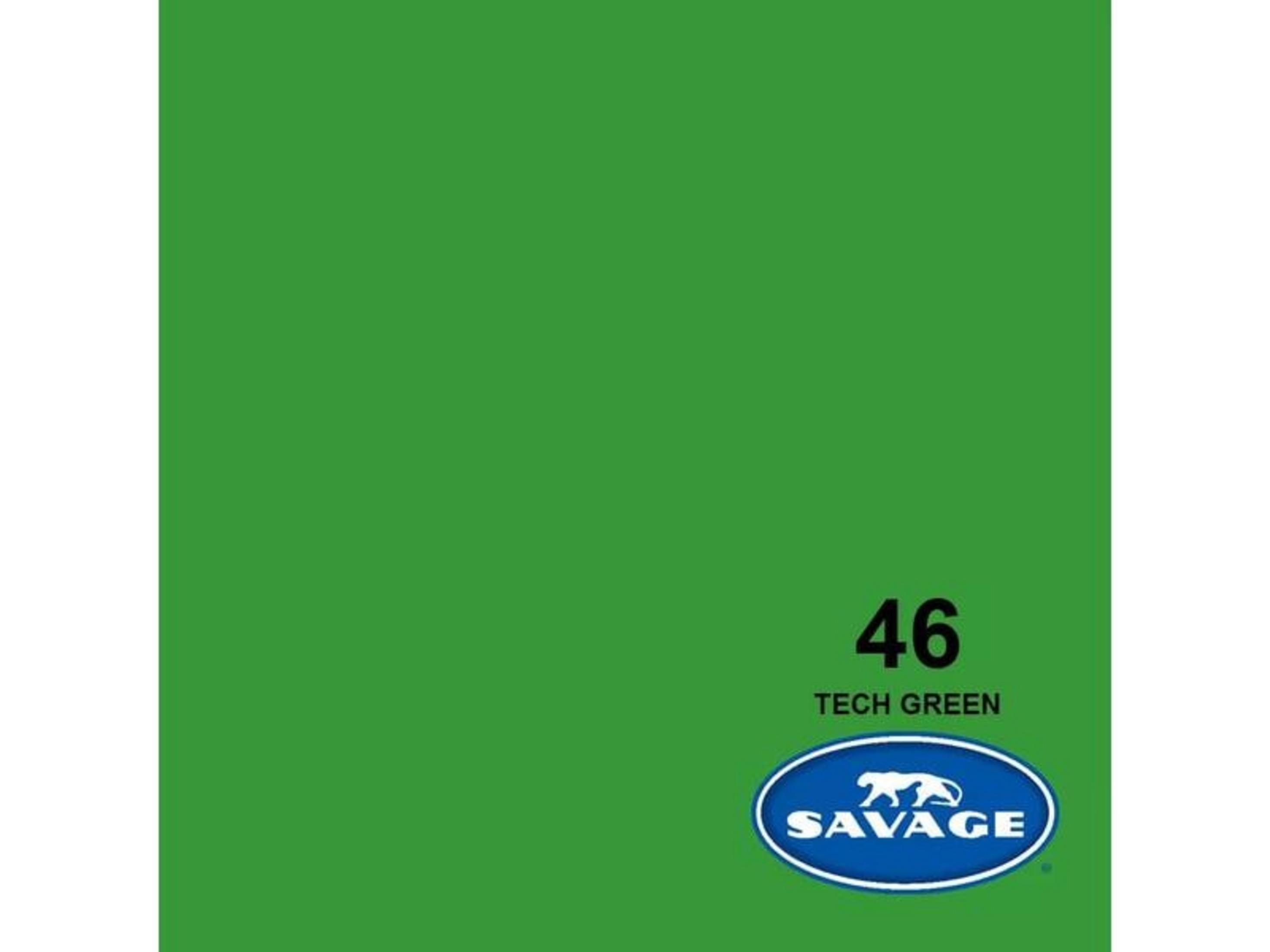 Grüner Hintergrund mit Nummer 46, TEXT GREEN und Savage-Logo.