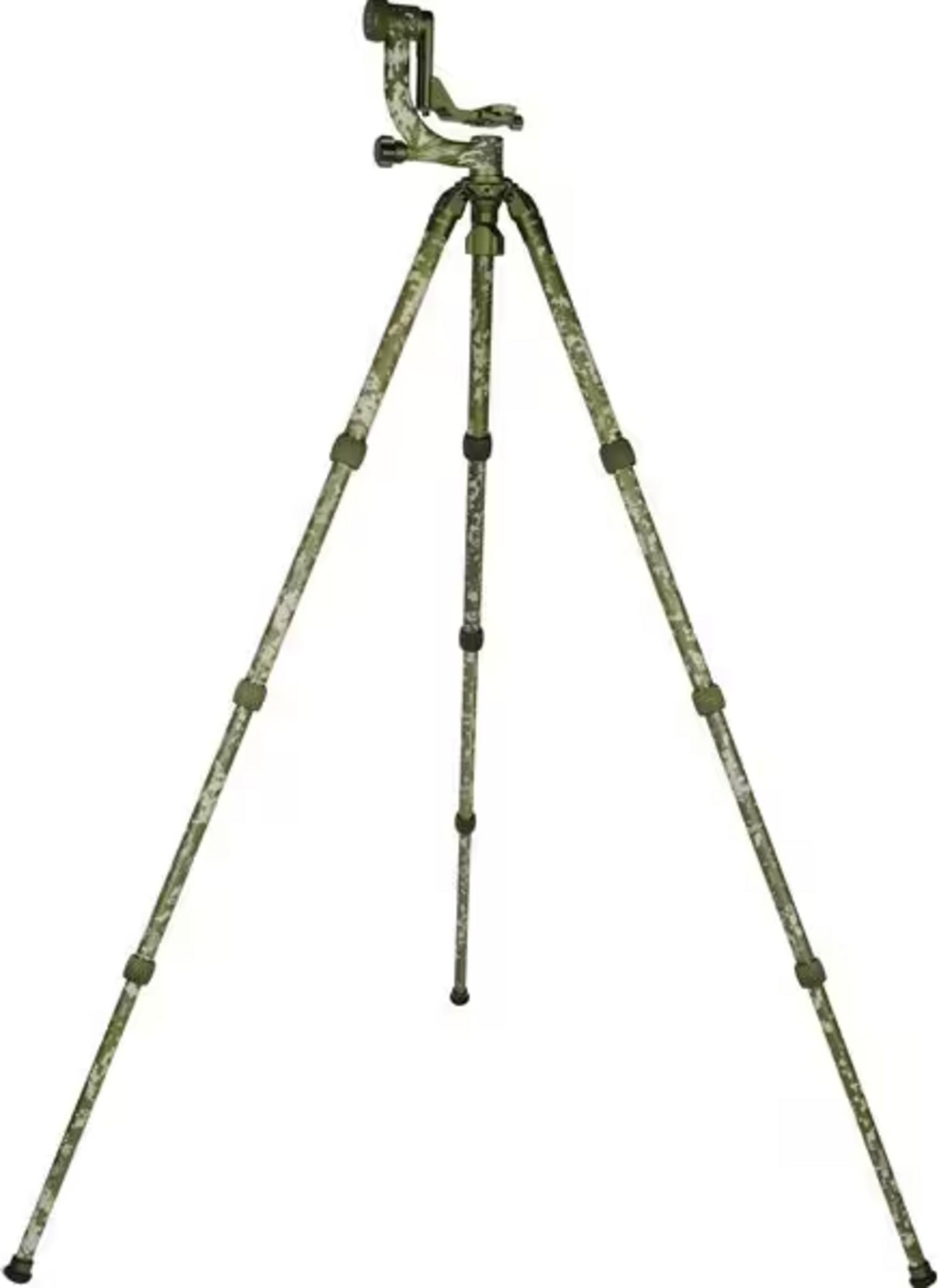 Un treppiede mimetico a tre gambe con supporto in cima.