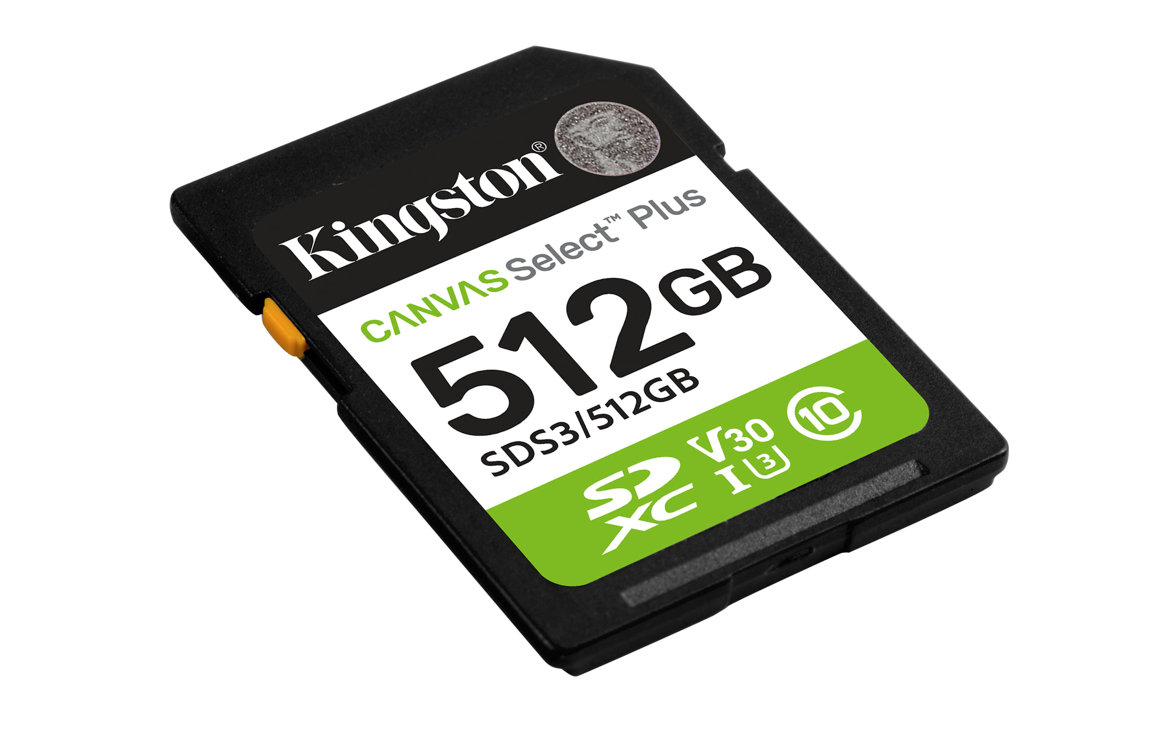 Czarna karta Kingston 512GB SDXC z zielonymi akcentami.