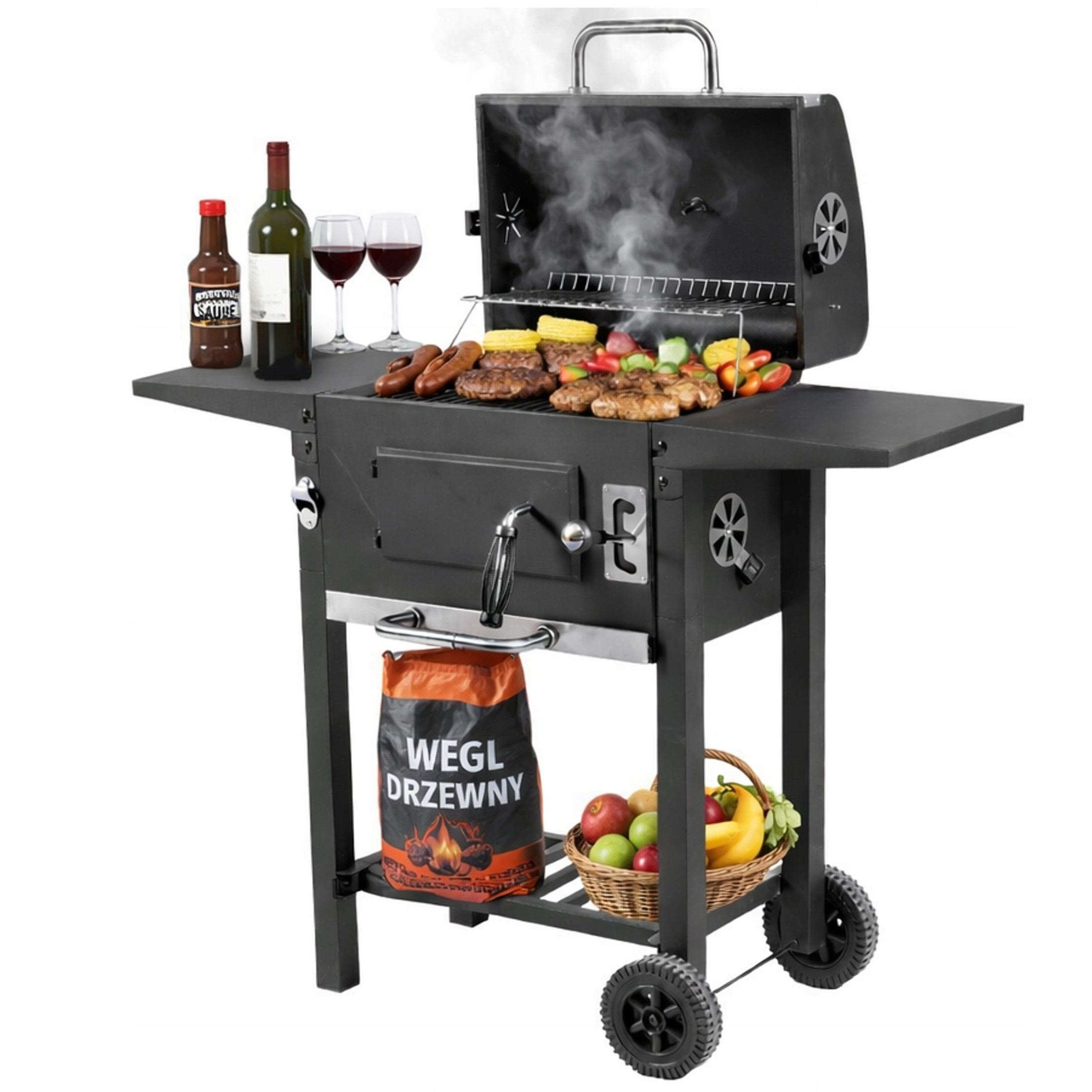 Grill węglowy ZILAN BBQ XXL czarny