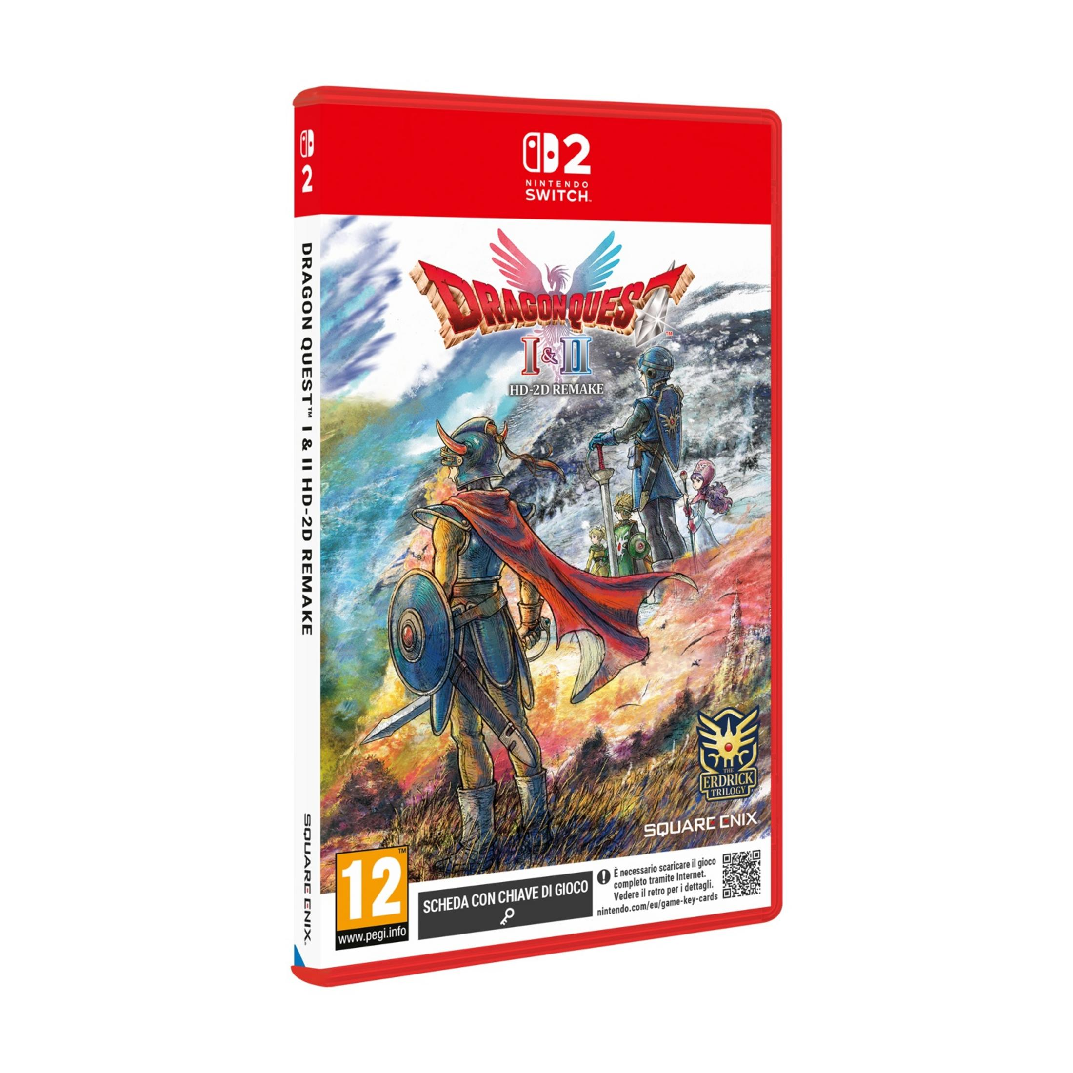 Custodia del gioco Dragon Quest I & II HD-2D Remake per Nintendo Switch, con guerrieri.