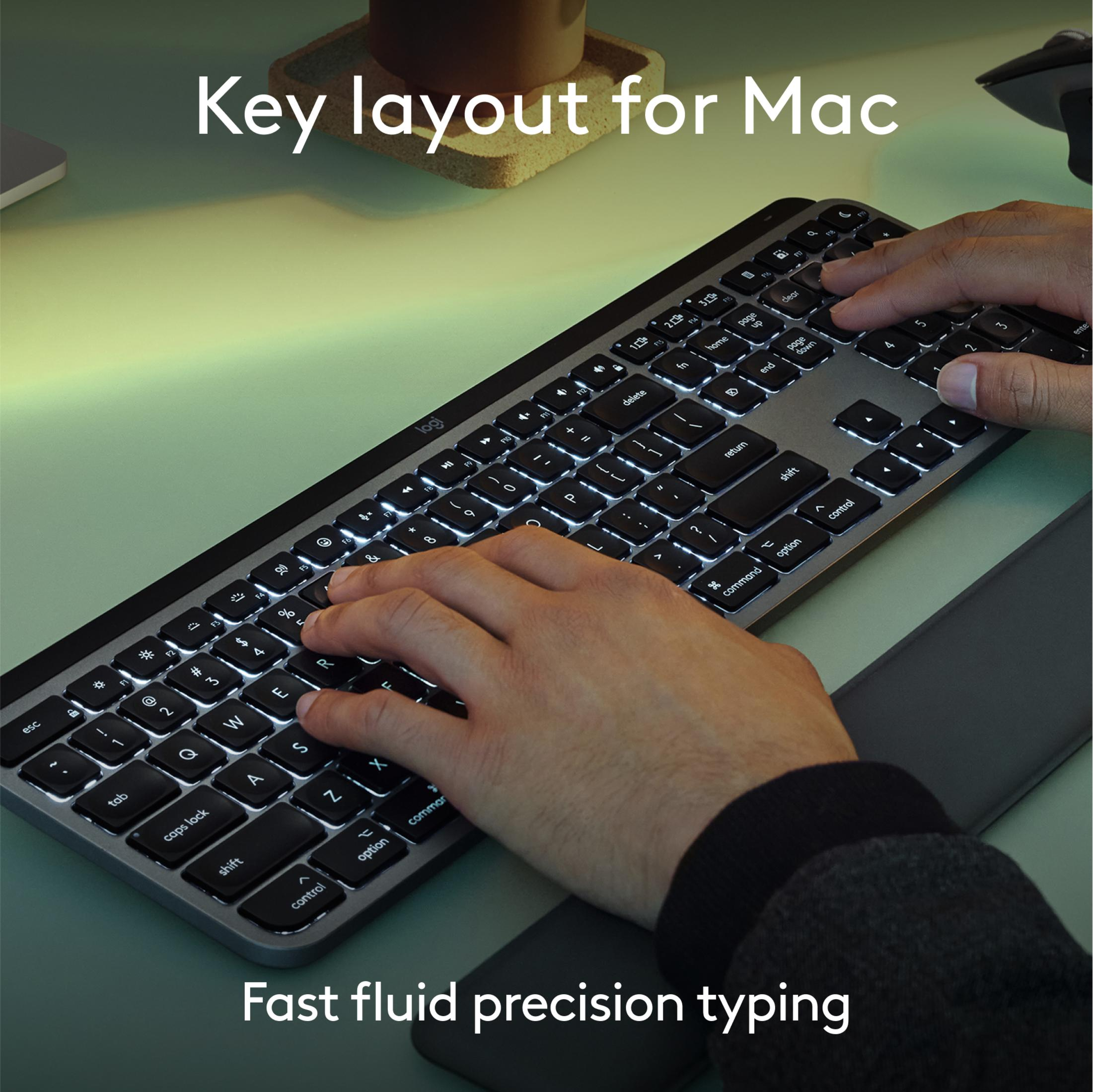 Mani che digitano su una tastiera Mac retroilluminata con corpo argentato.